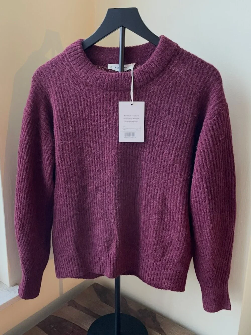 NWT Everlane The Cocoon Crew in Alpaca Burgundy Size XS - Picture 5 of 6